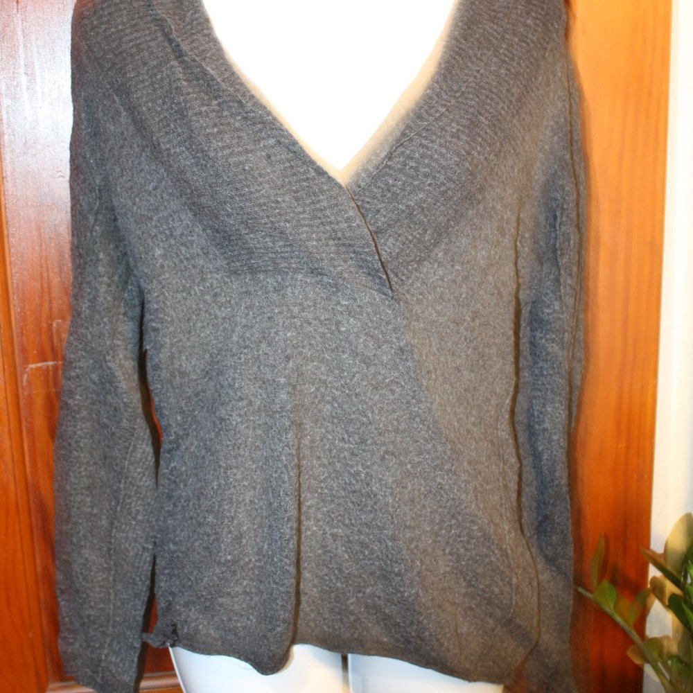 Grey Deep V Sweater
